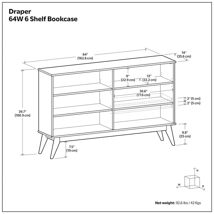 Draper - Handcrafted Low Bookcase Simpli-Home
