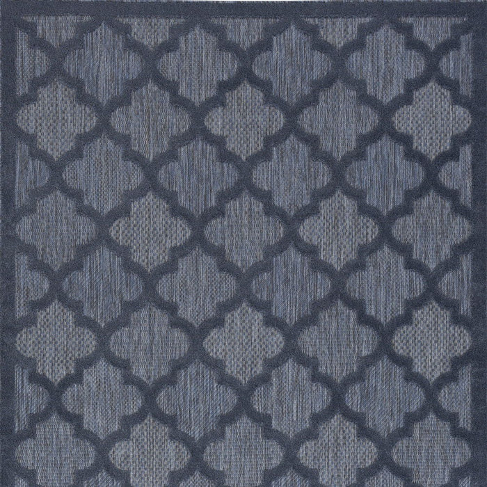 5' X 7' Ikat Indoor / Outdoor Area Rug - Navy Blue