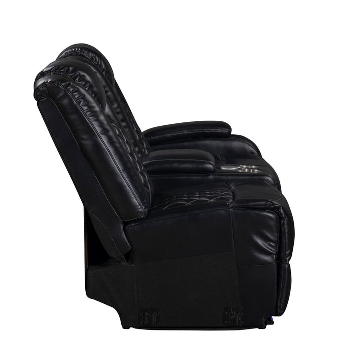 Orion II - RAF Console Loveseat With Recliner - Black