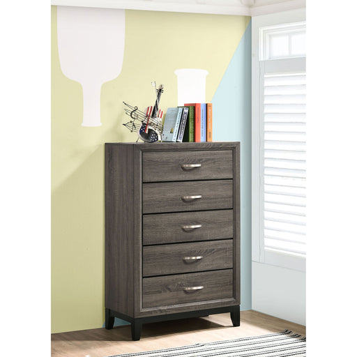 Gregory - 5 Drawer Chest - Smoke Gray Furniture Max