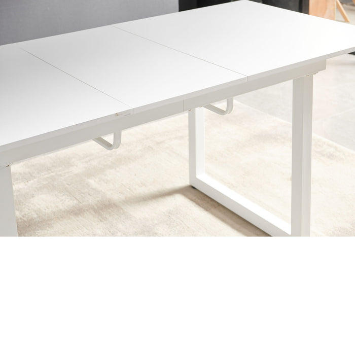 Square Extendable Dining Table With Metal Leg, Modern Space Saving Kitchen Table For Living Room