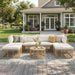 Outdoor Patio Furniture, All-Weather Rattan Sectional Sofa Set With Thick Cushions And Pillows, Freely Combined Conversation Sets For Garden, Backyard, Balcony Hearth and Haven