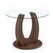 2 In 1 Round Glass Dining Table With Adjustable Curved Base, - Transparent / Walnut Home Essentials