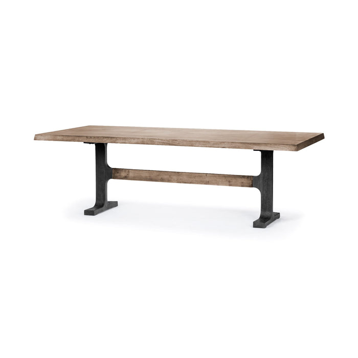 Solid Wood And Metal Trestle Base Dining Table - Natural / Black