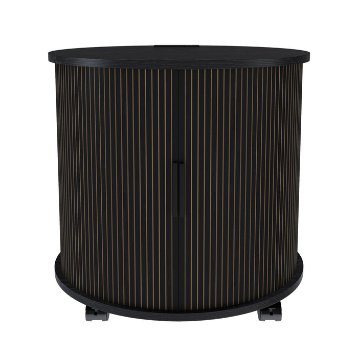 Cylinder Nightstand With Charging Station & Sliding Door Home Essentials
