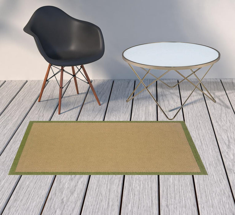 2' X 4' Stain Resistant Indoor & Outdoor Area Rug - Beige