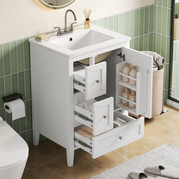 Modern Bathroom Vanity With Sink, Soft Close Drawers & Door, Storage Rack Noble House