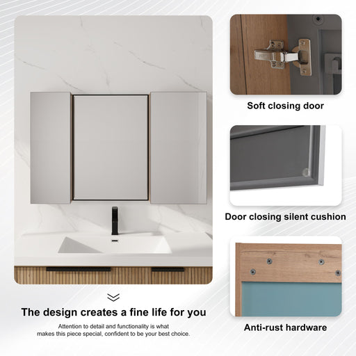 43.3" Wall Mounted Bathroom Cabinet With Adjustable Shelves, Door Storage Cabinet - Imitative Oak Home Essentials