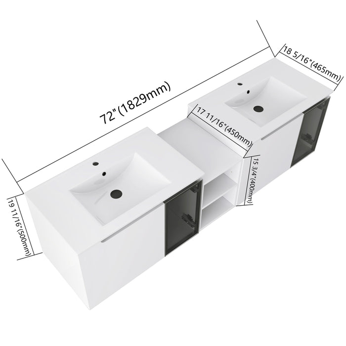 Wall Mounted Bathroom Vanity With Sink, Soft Close Doors, Cabinet & Half Door Home Essentials