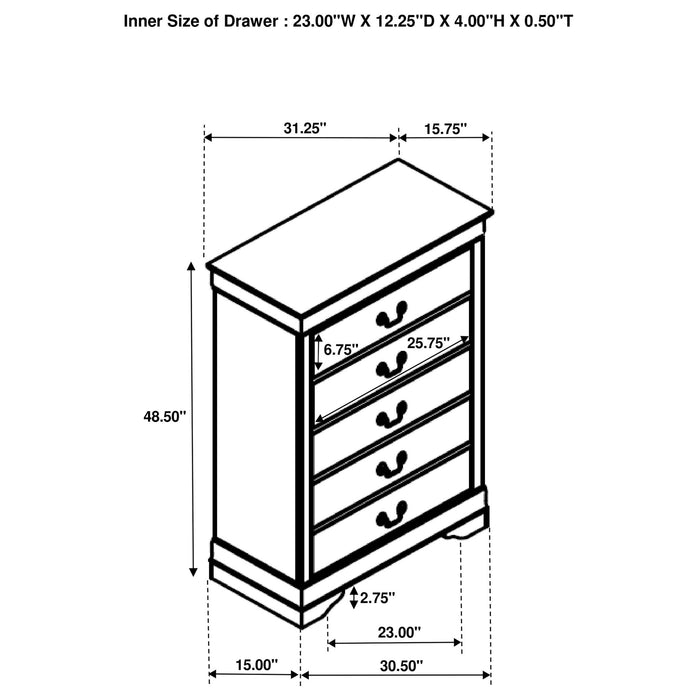 5 Drawer Bedroom Chest - White Furniture Max