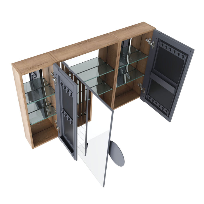 Wall Mounted Bathroom Cabinet With Adjustable Shelves Storage Cabinet - Imitative Oak Home Essentials