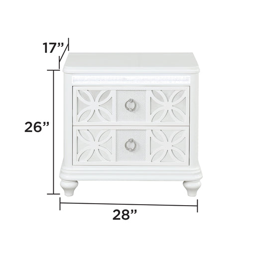 Abigale - 2 Drawer Nightstand With LED - White Matrix Furniture Group