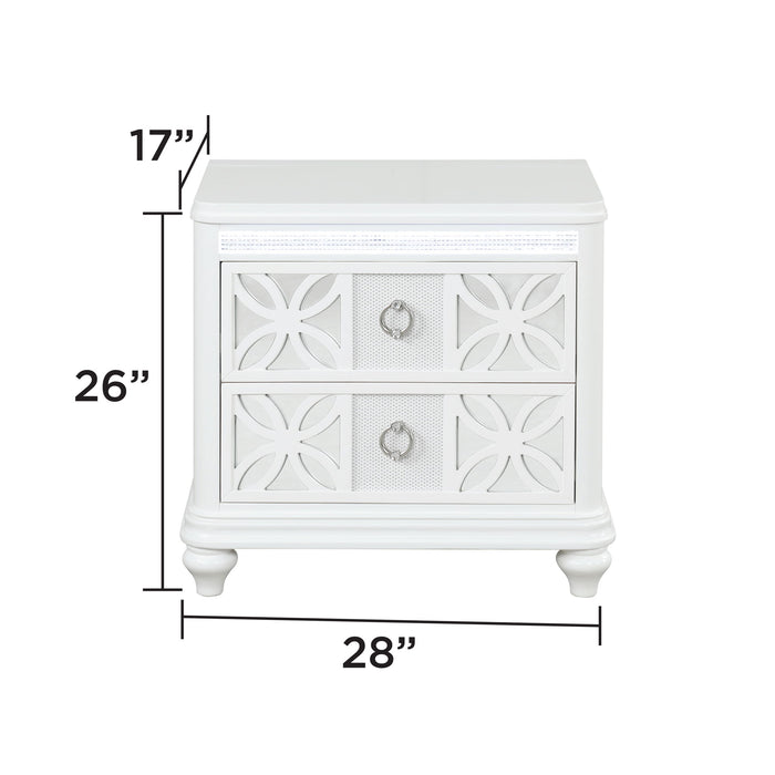 Abigale - 2 Drawer Nightstand With LED - White Matrix Furniture Group