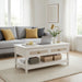 Coffee Table With Drawers & Storage Shelf - White Home Essentials