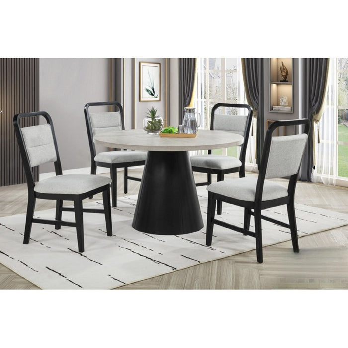 Dining Set With Round Table And 4 Upholstered Chairs - Black / Gray Home Essentials