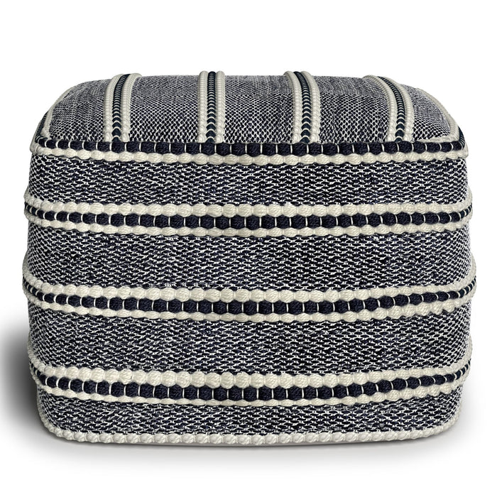 Corrie - Square Outdoor / Indoor Pouf - Navy / White Simpli-Home