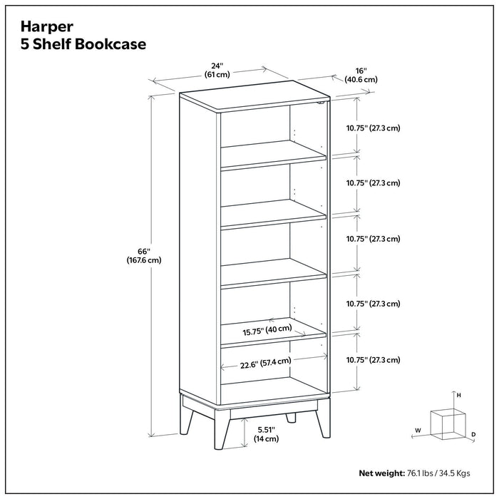 Harper - Handcrafted Bookcase With Storage Simpli-Home