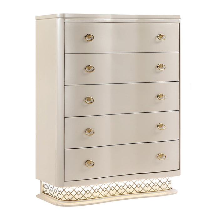 Flora - 5 Drawer Chest With Vertical Storage, LED Lighting - Champagne Matrix Furniture Group