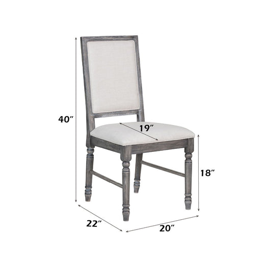 Leventis - Side Chair (Set of 2) - Cream Linen & Weathered Gray ACME