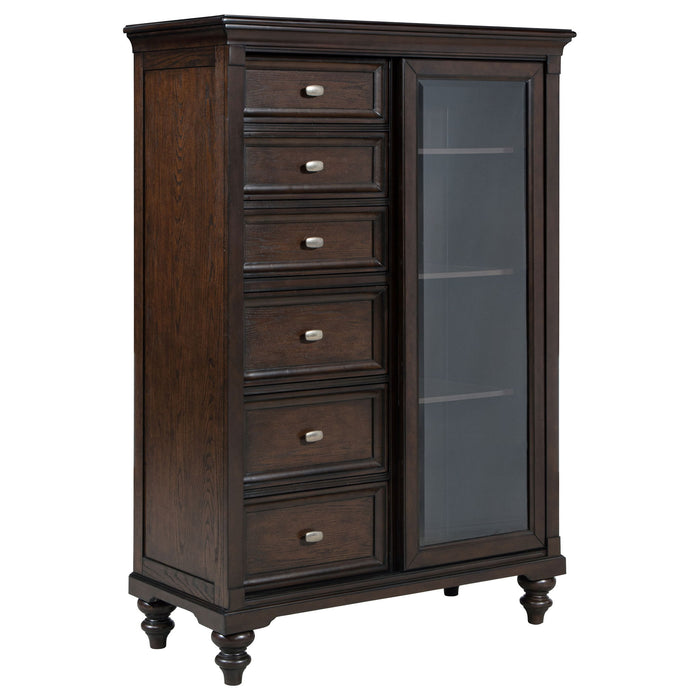 Berwick - 6 Drawer Chest With Door - Dark Oak Furniture Max