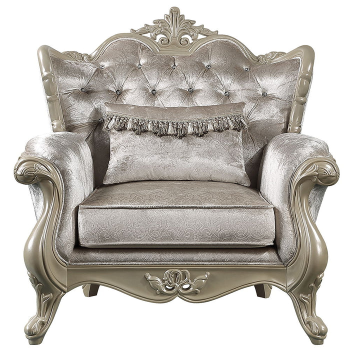 Libertee - Chair With Pillow - Beige Fabric & Champagne