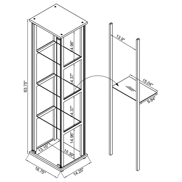 Serena - 4 Shelf Curio Cabinet - Black Furniture Max