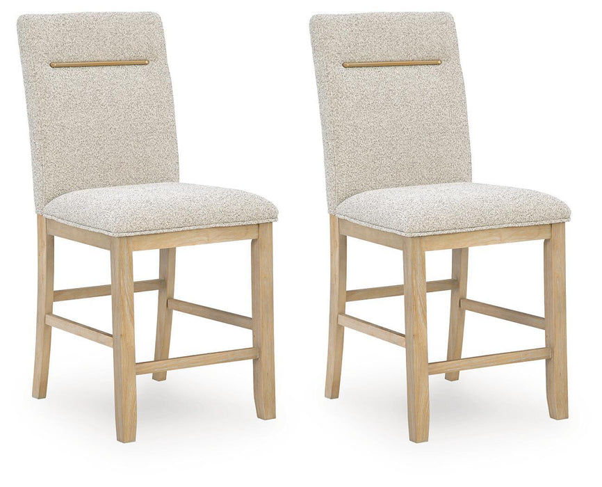 Lasinger - Upholstered Barstool (Set of 2) - Light Brown Signature Design by Ashley®