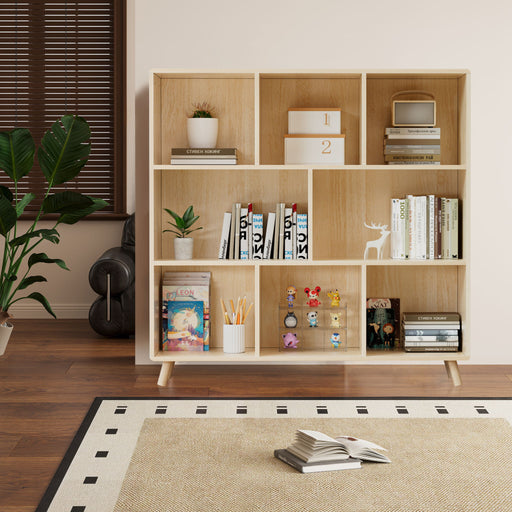 8 Compartment Storage Cabinet With Fixed Shelves For Books - Wood Home Essentials