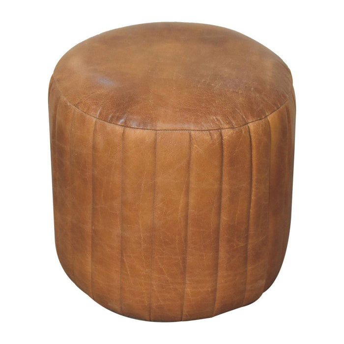 Buffalo - Leather Boucle Footstool - Brown