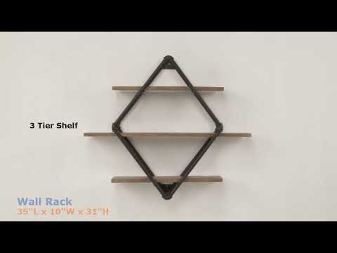 Brantley - 31" Wall Rack With 3 Shelves - Oak & Sandy Black ACME