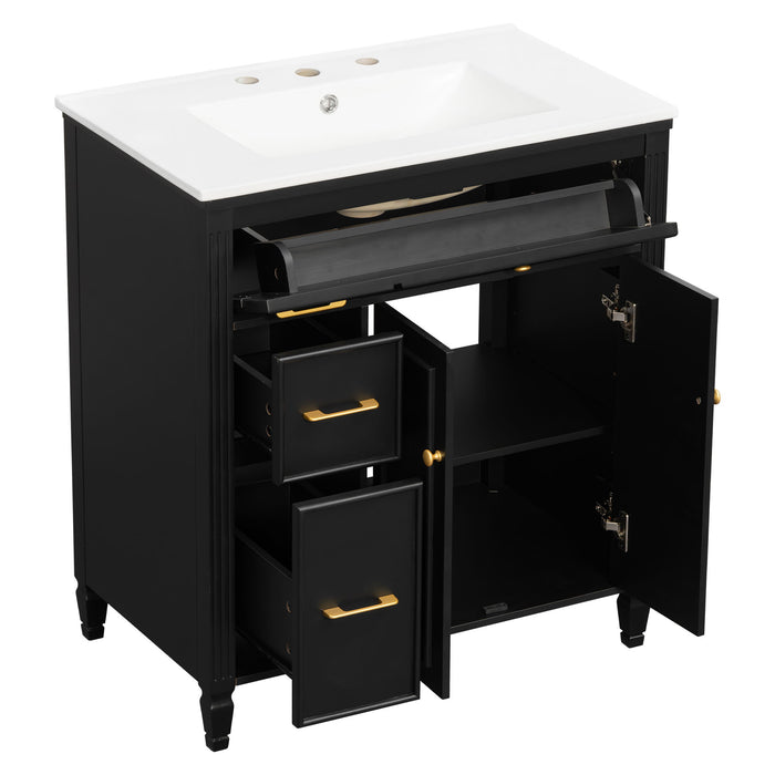 Freestanding Bathroom Vanity With Sink, Soft Close Door, Tip Out Drawer Noble House