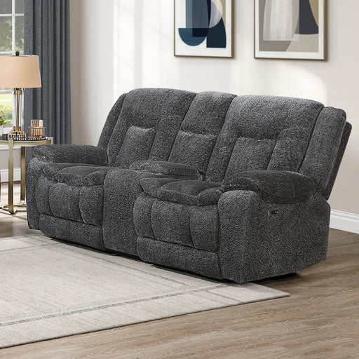 Stanwick - Reclining Console Loveseat With Power Footrest - Gray New Classic