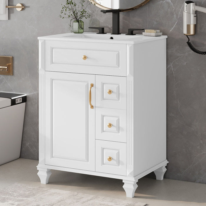 Freestanding Bathroom Vanity With Sink, 3 Drawers & Flip-Out Drawer Hearth and Haven