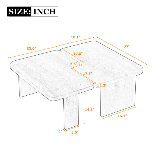 Modern Minimalist Coffee Table Set, Rectangle Coffee Table With Splicing Design, Multifunctional Combination Table For Living Room - Black Hearth and Haven