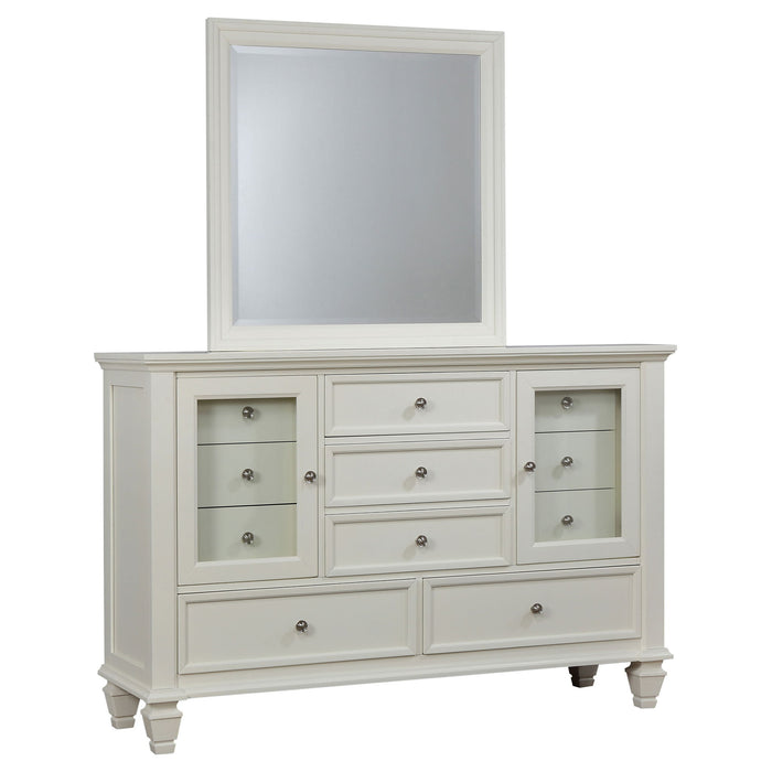 Dennis - 11 Drawer Dresser With Mirror - Cream White Furniture Max