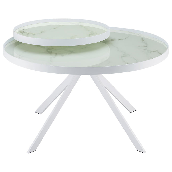 Shayne - Round Top Coffee Table With 2 Tier Design Furniture Max