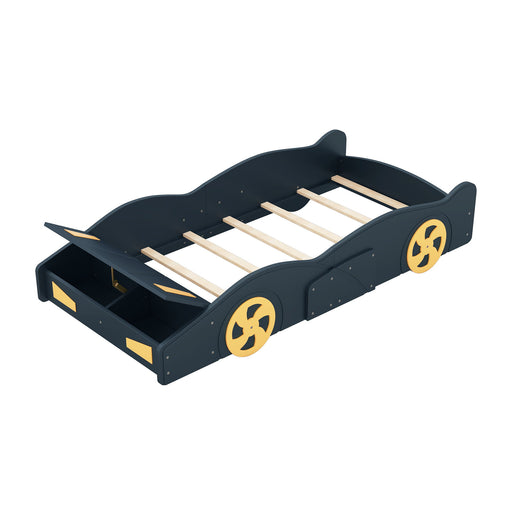Race Car Shaped Platform Bed With Wheels And Storage Hearth and Haven