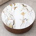 Round Coffee Table With 2 Drawers For Living Room - Walnut Brown / White / Multi Home Essentials