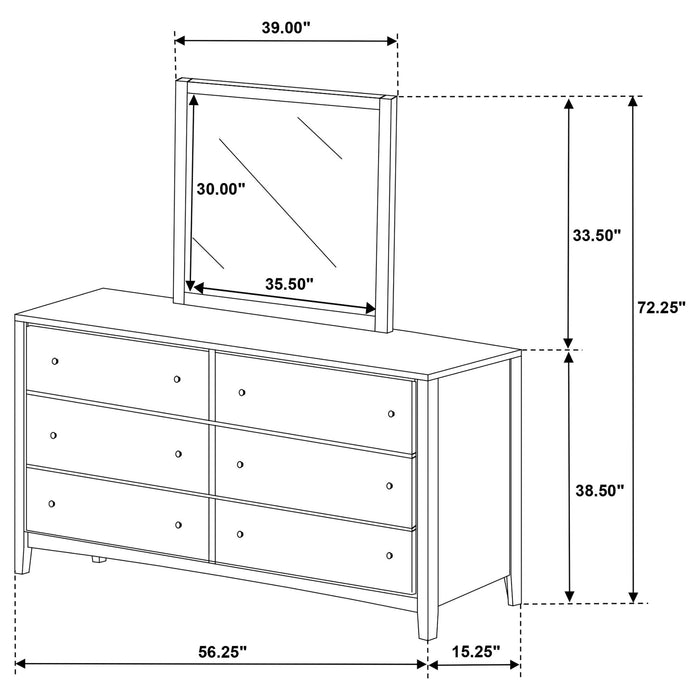 Clement - 6 Drawer Dresser With Mirror - Dark Coffee Furniture Max