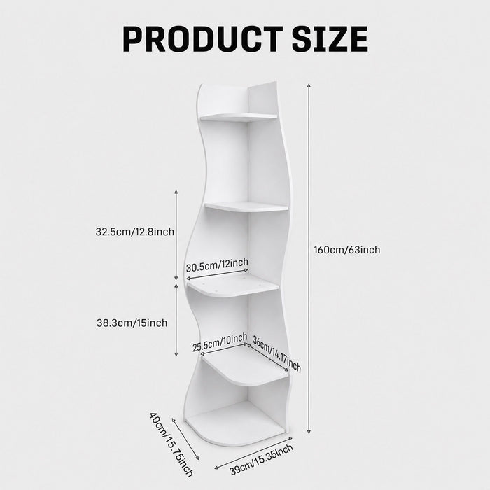 5 Tier S - Shaped Corner Shelf For Living Room Home Essentials