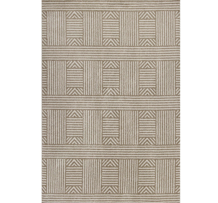 3' X 5' Geometric Indoor / Outdoor Area Rug - Beige / Ivory