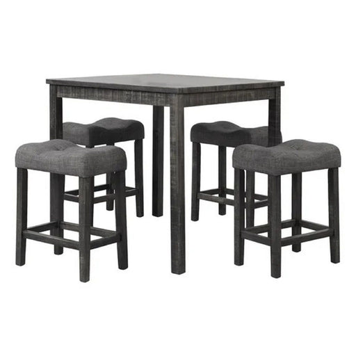 Transitional Counter Dining Set With 4 Tufted Stools Home Essentials
