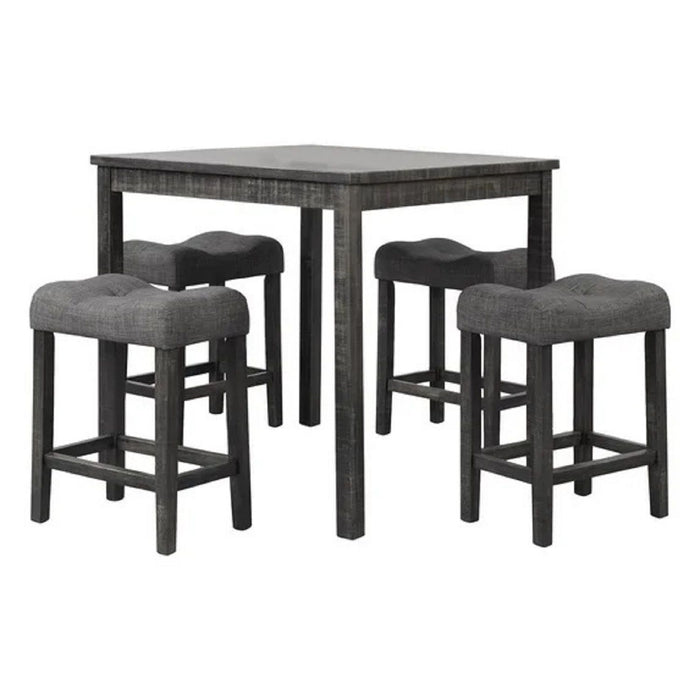 Transitional Counter Dining Set With 4 Tufted Stools Home Essentials