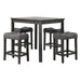 Transitional Counter Dining Set With 4 Tufted Stools Home Essentials