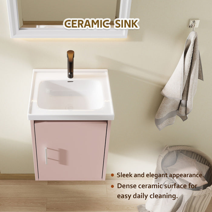 Floating Bathroom Vanity Combo, Wall Mounted Cabinet With Sink & Soft Close Doors For Small Bathrooms Home Essentials