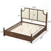 Farmhouse Platform Bed Frame & Tall Upholstered Headboard Home Essentials