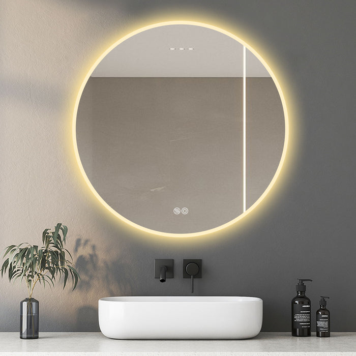Round LED Bathroom Mirror With Adjustable Lights, Anti Fog & Dimmable For Home Decor - Silver Daily Nest