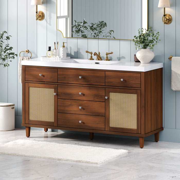 Bathroom Vanity With Sink, 5 Legs, Soft Close Drawers Noble House