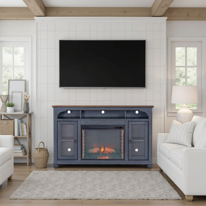 Fireplace TV Stand For TVs Up To 80" - Blue Home Essentials