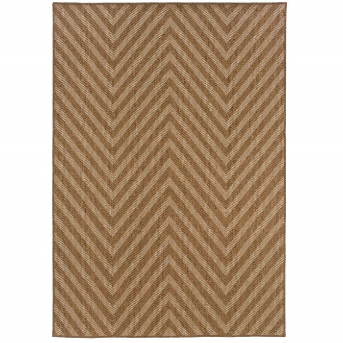 2' X 4' Geometric Stain Resistant Outdoor / Indoor Area Rug - Tan